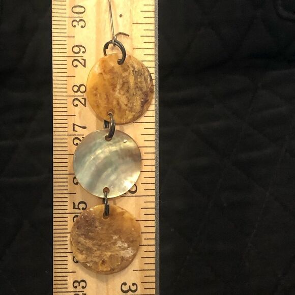 3 discs of Sun and Shells Cascading Drop Earrings - Picture 3 of 4
